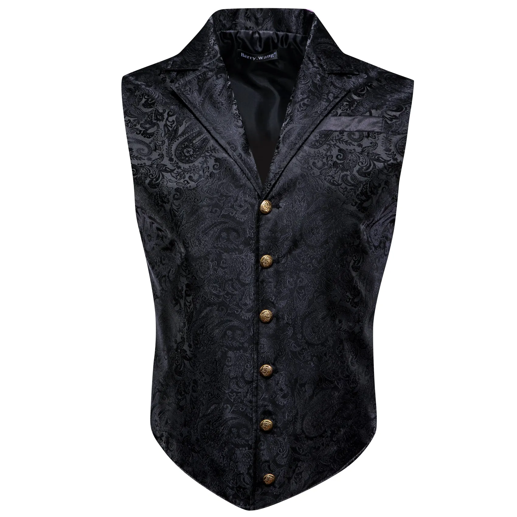 Barry. Wang Mens Black Victorian Vest Steampunk Gothic Paisley Tailored Collar Waistcoat For Tuxedo Wedding Party Business sold by Barrywang