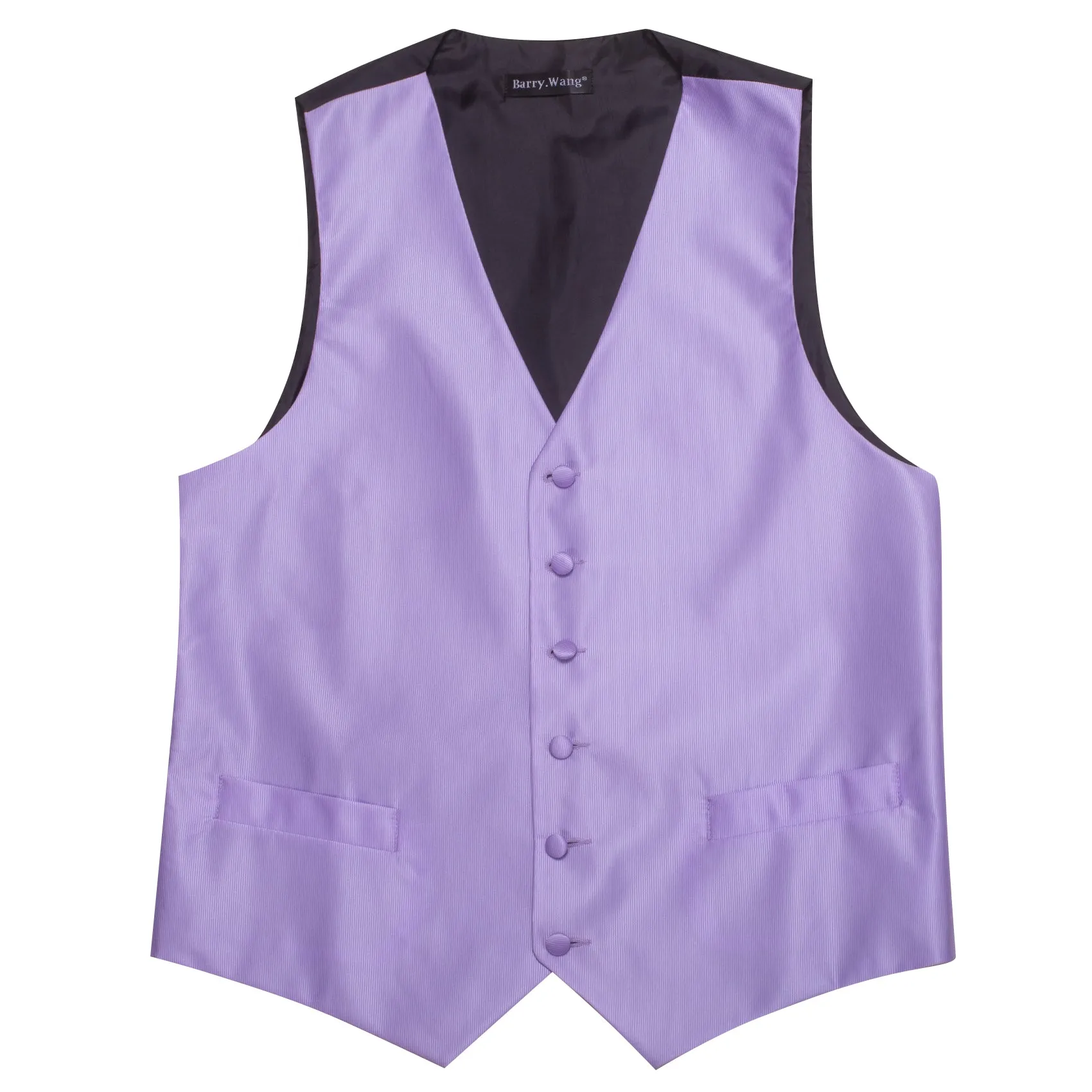 Barry. Wang Mens Lavender Suit Vest Formal V-neck Slim Fit Casual Solid Color Waistcoat Necktie Necktie Pocket Square Cufflinks Set Wedding Party 5PCS sold by Barrywang product image thumbnail 4