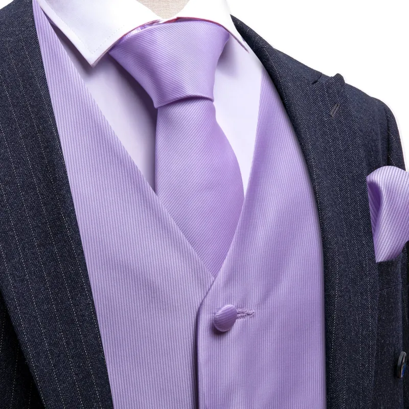 Barry. Wang Mens Lavender Suit Vest Formal V-neck Slim Fit Casual Solid Color Waistcoat Necktie Necktie Pocket Square Cufflinks Set Wedding Party 5PCS sold by Barrywang