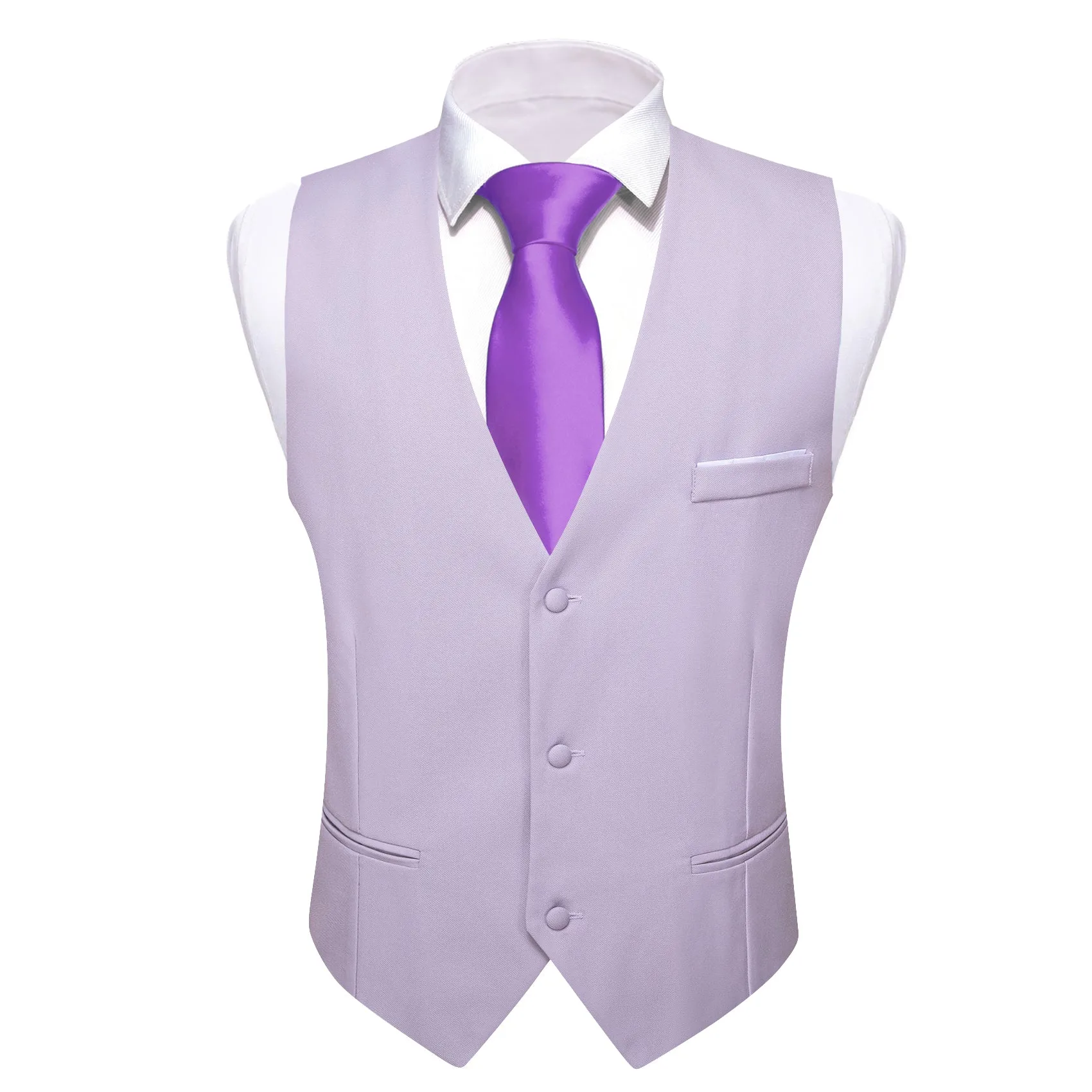 Barry. Wang Mens Lavender Suit Vests V-Neck Casual Vest Dress for Men Formal Tuxedo Wedding Vests Men's Waistcoat sold by Barrywang product image thumbnail 2