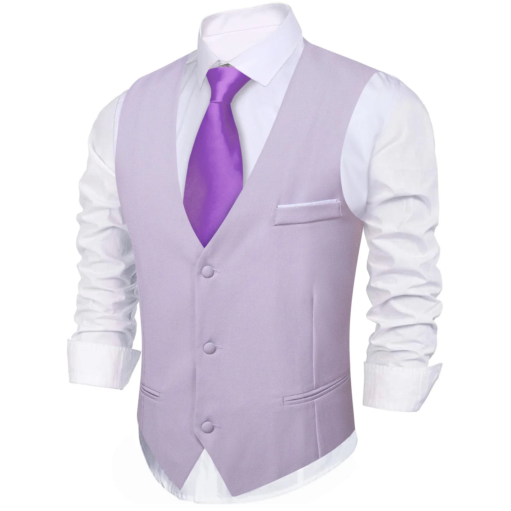 Barry. Wang Mens Lavender Suit Vests V-Neck Casual Vest Dress for Men Formal Tuxedo Wedding Vests Men's Waistcoat sold by Barrywang product image thumbnail 3