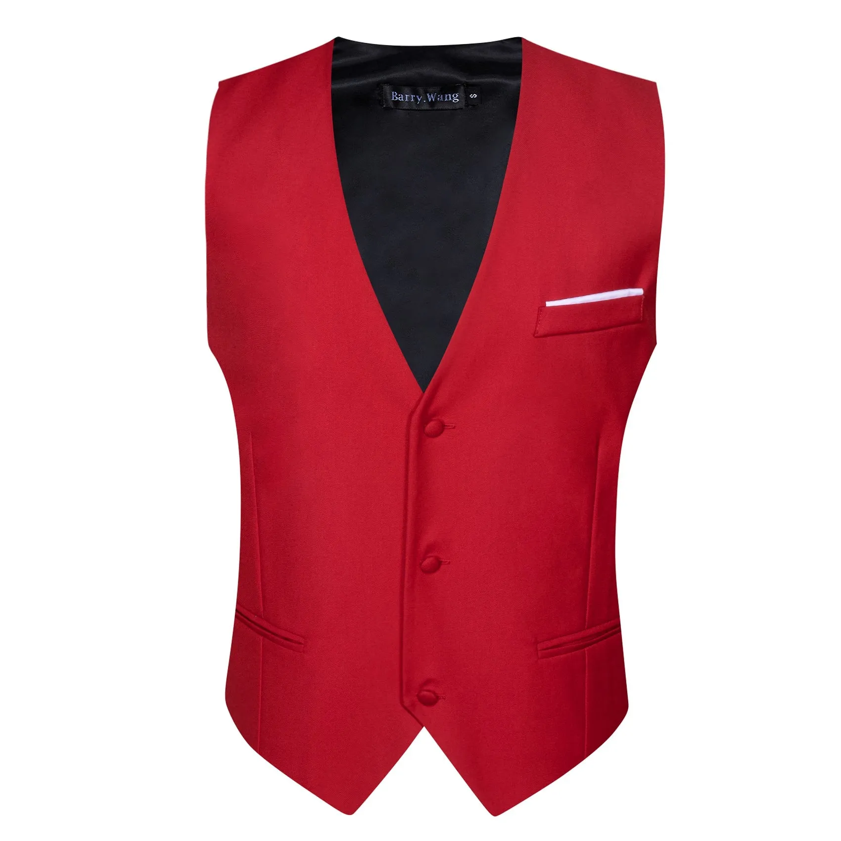Barry. Wang Mens Red Suit Vest Formal V-neck Slim Fit Casual Solid Color Waistcoat Necktie Bowtie Pocket Square Cufflinks Set Business 5PCS sold by Barrywang product image thumbnail 5