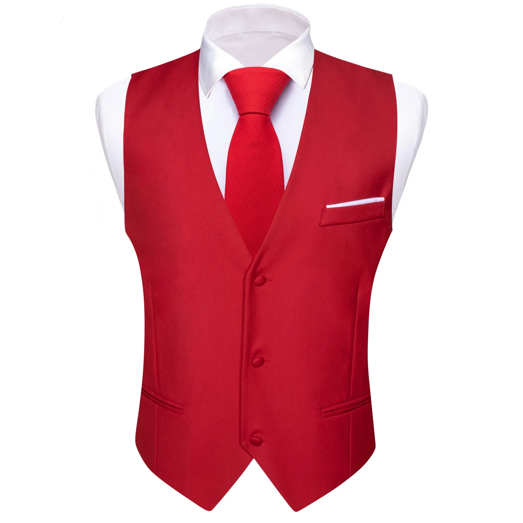 Barry. Wang Mens Red Suit Vest Formal V-neck Slim Fit Casual Solid Color Waistcoat Necktie Bowtie Pocket Square Cufflinks Set Business 5PCS sold by Barrywang