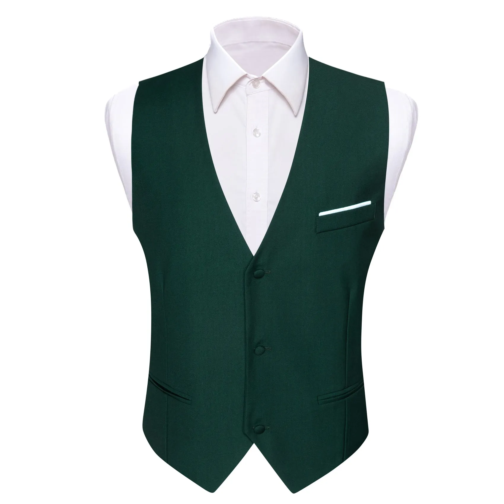 Barry. Wang Mens Hunter Green Suit Vest Formal V-neck Slim Fit Casual Solid Color Waistcoat Necktie Bowtie Pocket Square Cufflinks Set Business 5PCS sold by Barrywang product image thumbnail 4