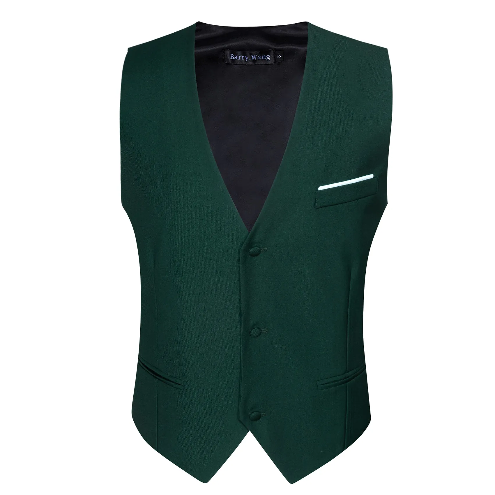 Barry. Wang Mens Hunter Green Suit Vest Formal V-neck Slim Fit Casual Solid Color Waistcoat Necktie Bowtie Pocket Square Cufflinks Set Business 5PCS sold by Barrywang product image thumbnail 5