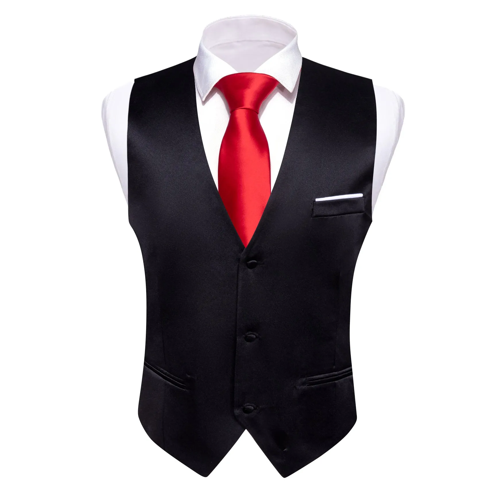 Barry. Wang Mens Black Suit Vests V-Neck Casual Vest Dress for Men Formal Tuxedo Wedding Vests Men's Waistcoat sold by Barrywang product image thumbnail 2