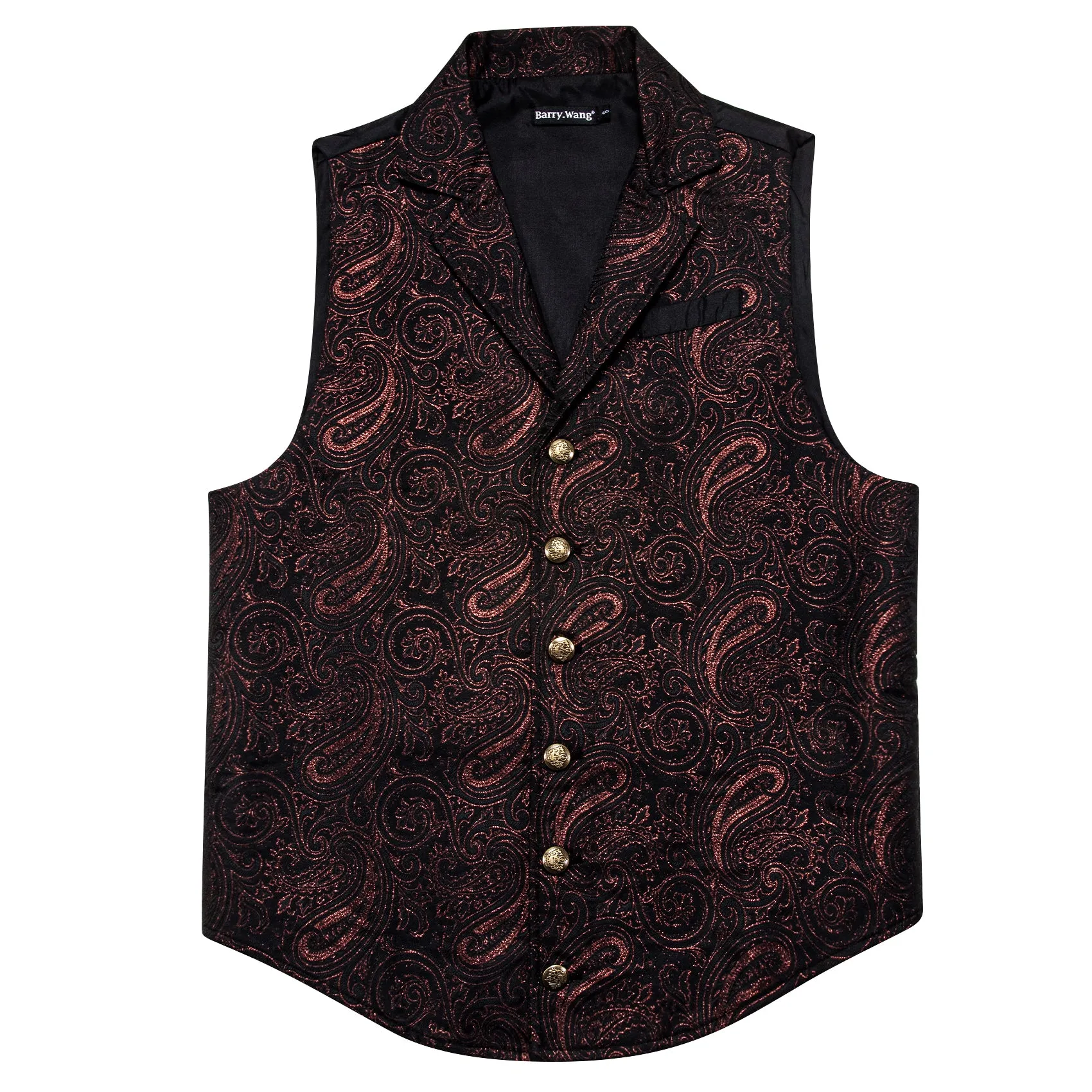 Barry. Wang Mens Chocolate Brown Victorian Vest Steampunk Gothic Paisley Tailored Collar Waistcoat For Tuxedo Wedding Party Business sold by Barrywang product image thumbnail 3