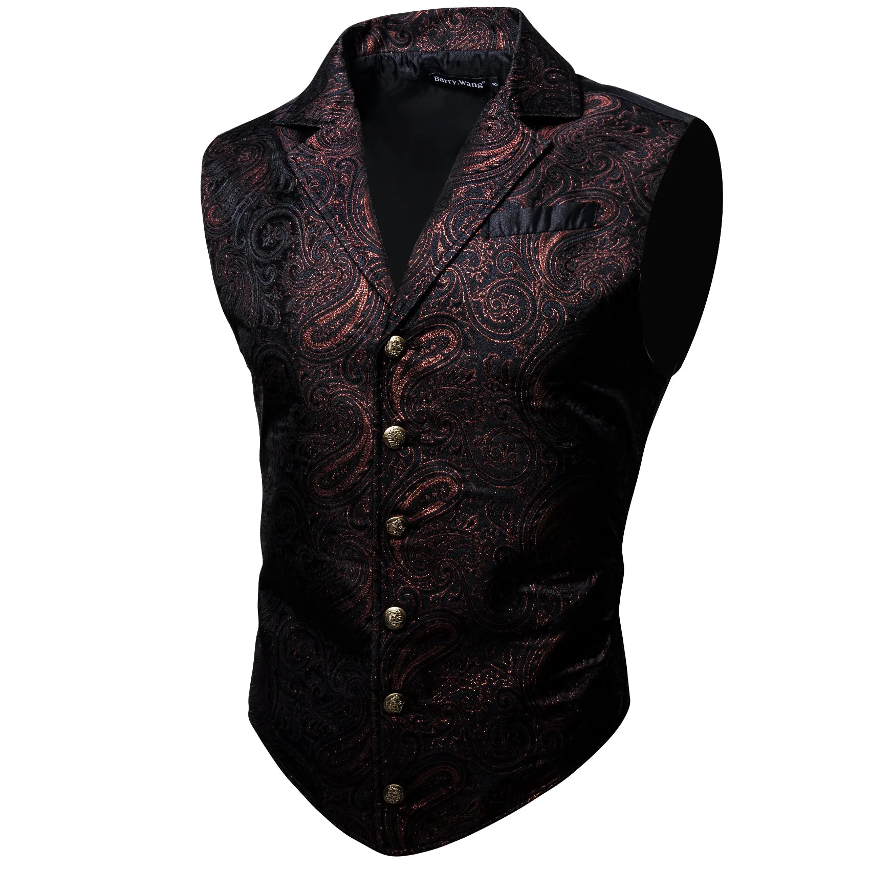 Barry. Wang Mens Chocolate Brown Victorian Vest Steampunk Gothic Paisley Tailored Collar Waistcoat For Tuxedo Wedding Party Business sold by Barrywang product image thumbnail 2