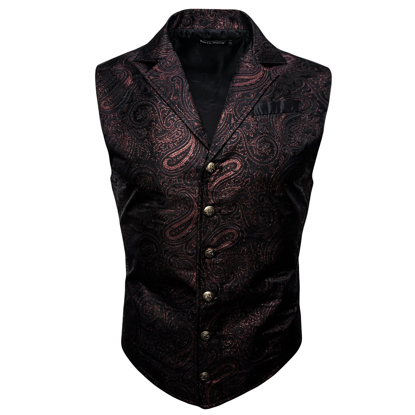 Barry. Wang Mens Chocolate Brown Victorian Vest Steampunk Gothic Paisley Tailored Collar Waistcoat For Tuxedo Wedding Party Business sold by Barrywang