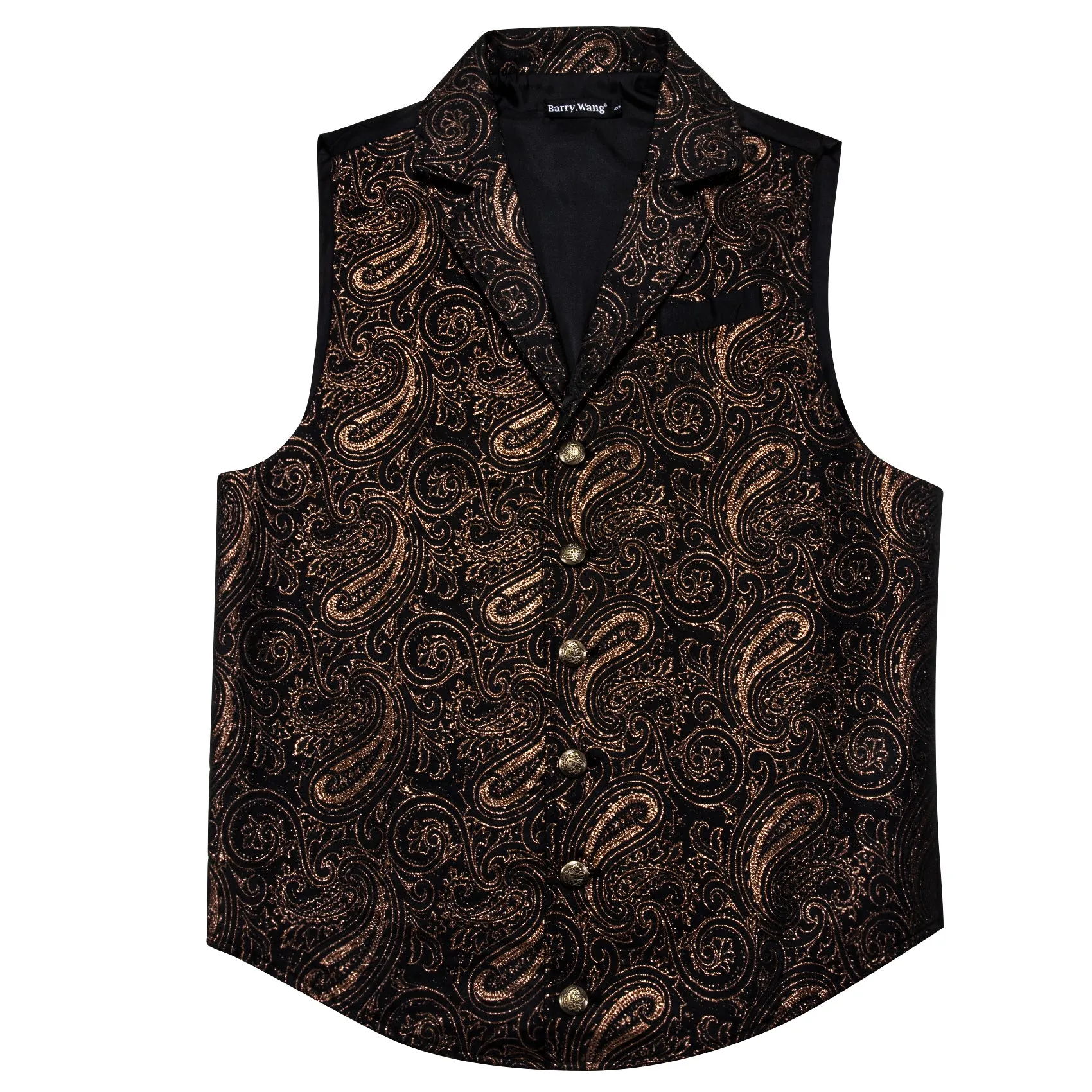 Barry. Wang Mens Brown Victorian Vest Steampunk Gothic Paisley Tailored Collar Waistcoat For Tuxedo Wedding Party Business sold by Barrywang product image thumbnail 3