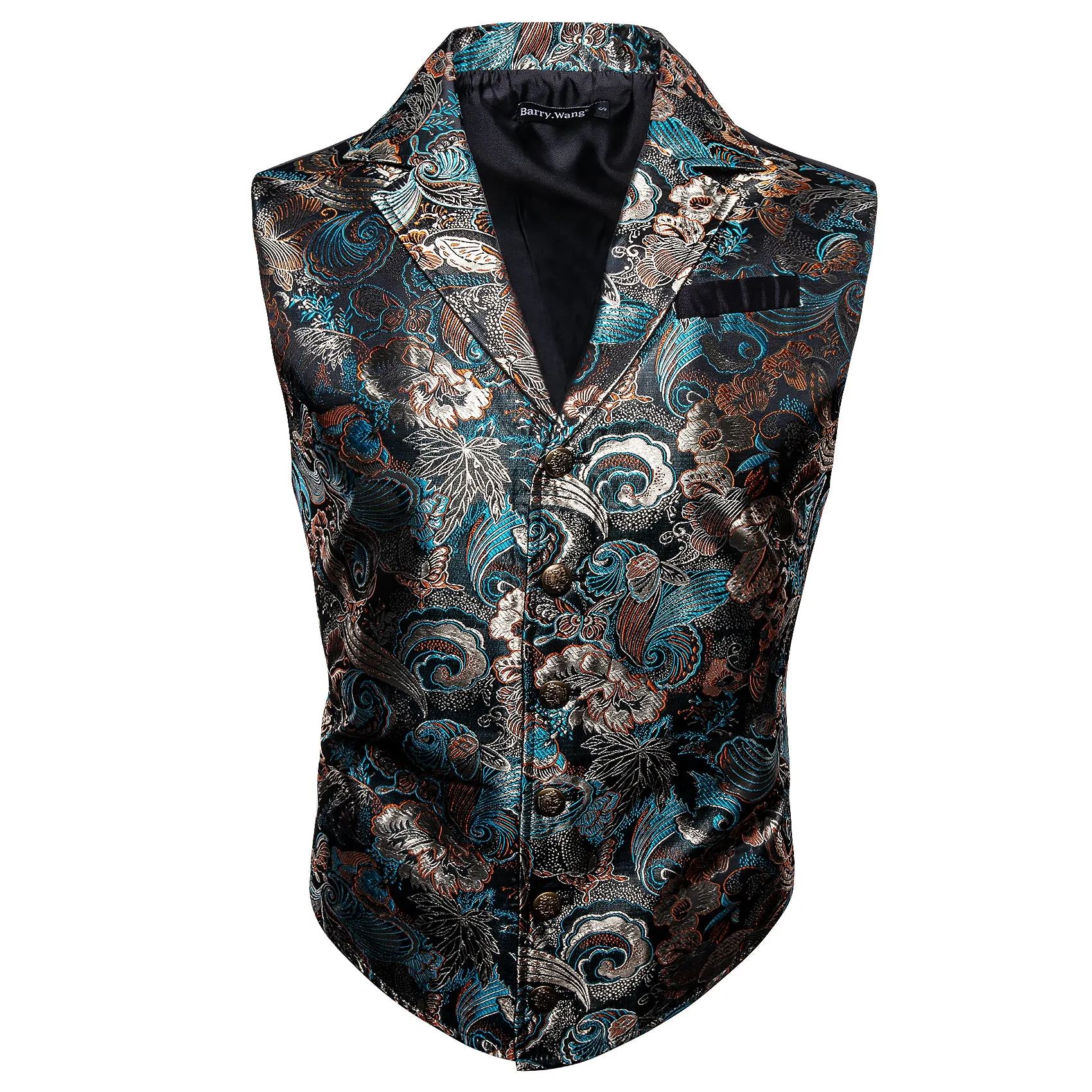 Barry. Wang Mens Victorian Vest Steampunk Gothic Green Brown Paisley Floral Tailored Collar Waistcoat For Tuxedo Wedding Party Business sold by Barrywang