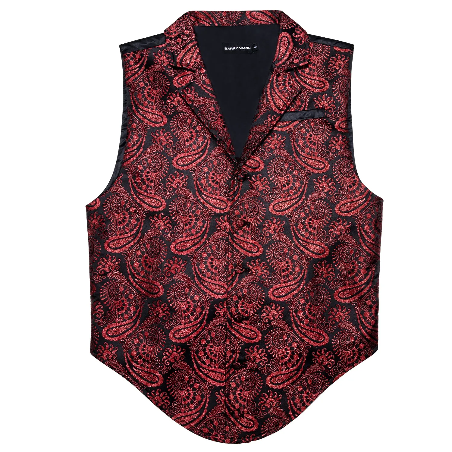 Barry. Wang Mens Burgundy Victorian Vest Steampunk Gothic Paisley Tailored Collar Waistcoat For Tuxedo Wedding Party Business sold by Barrywang product image thumbnail 3