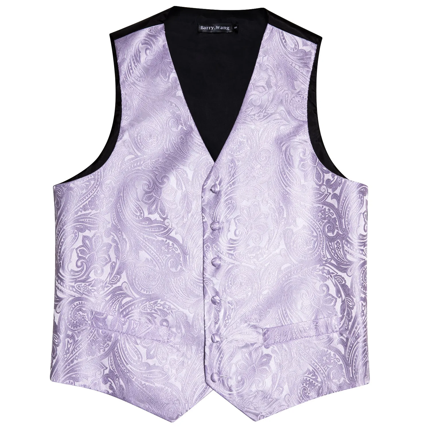 Barry. Wang Mens Lavender Suit Waistcoat Silk Floral Jacquard Dress Vest Necktie Pocket Square Set for Wedding Party sold by Barrywang product image thumbnail 5