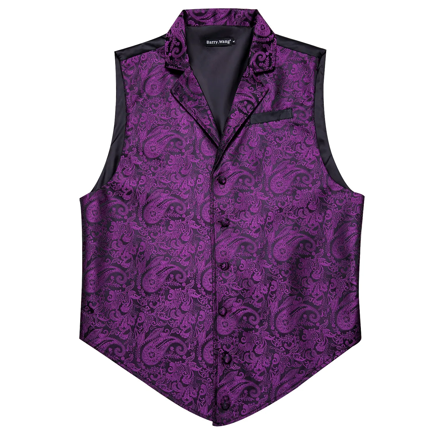 Barry. Wang Mens Victorian Suit Vest Purple Paisley Jacquared Steampunk Gothic Waistcoat Tuxedo Vests with Notched Lapels sold by Barrywang product image thumbnail 3