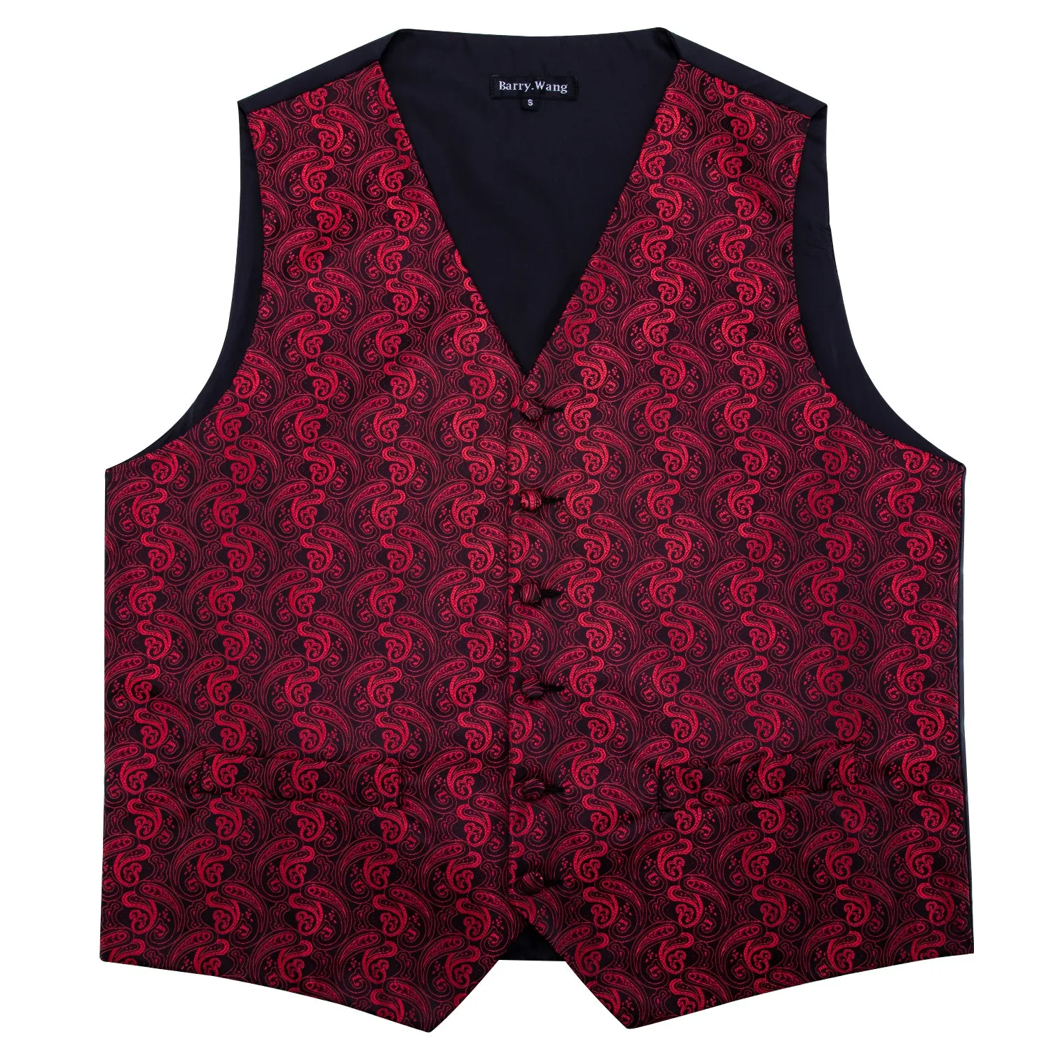 Barry. Wang Mens Burgundy Suit Vest Business Paisley Jacquared Formal Dress Waistcoat Necktie Pocket Square Cufflinks Set sold by Barrywang product image thumbnail 5