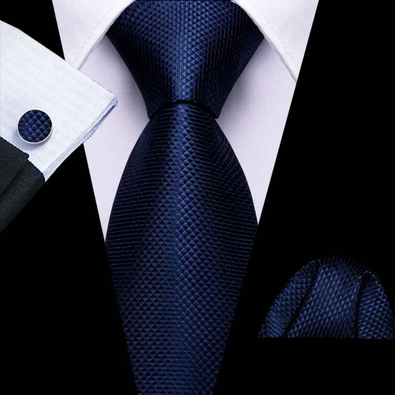 Barry Wang Deep Blue Necktie Jacquard Geometric Silk Men Wedding Tie sold by Barrywang