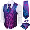 Barry. Wang Paisley Formal Vest Purple Blu Dress Waistcoat Necktie Hanky Cufflinks Set sold by Barrywang