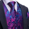 Barry. Wang Paisley Formal Vest Purple Blu Dress Waistcoat Necktie Hanky Cufflinks Set sold by Barrywang