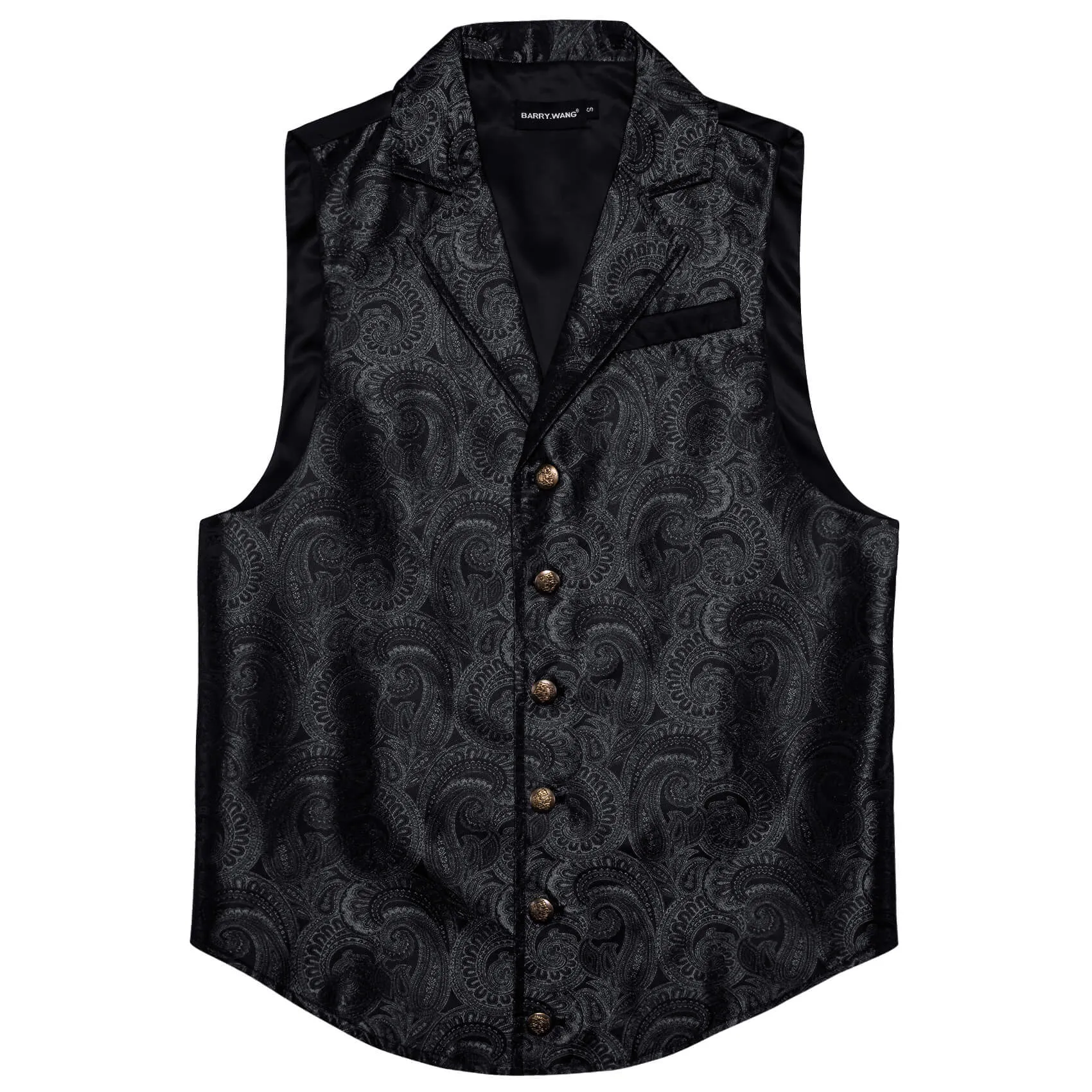 Barry. Wang Mens Paisley Victorian Vest Black Tailored Collar Waistcoat for Tuxedo sold by Barrywang product image thumbnail 3
