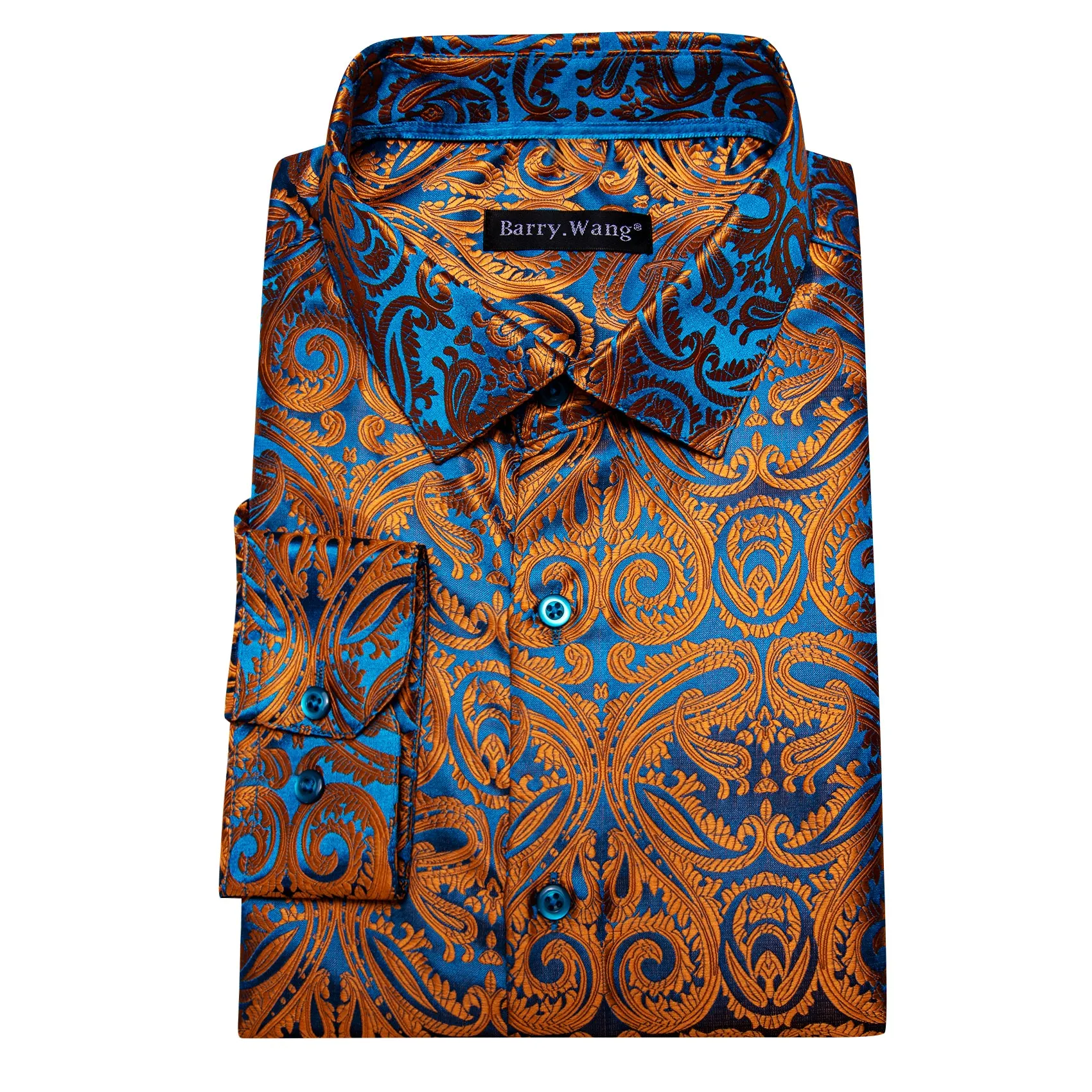 Barry. Wang Brown Casual Shirt for Men Paisley Long Sleeve Button Down Shirt sold by Barrywang product image thumbnail 4