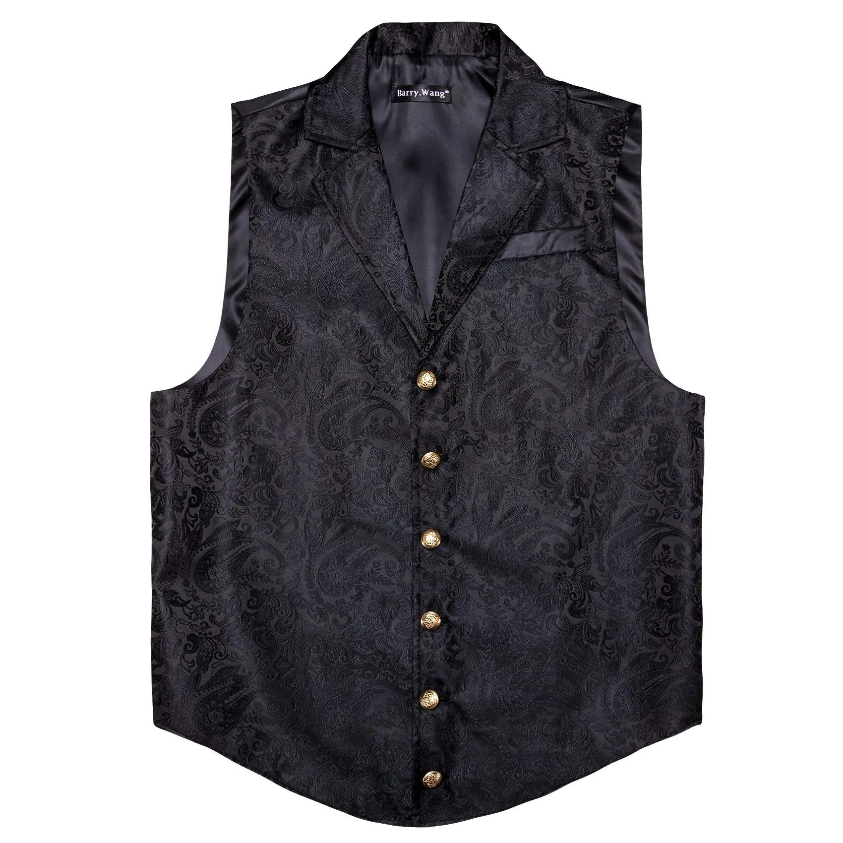 Barry. Wang Mens Black Victorian Vest Floral Tailored Collar Waistcoat For Party sold by Barrywang product image thumbnail 3