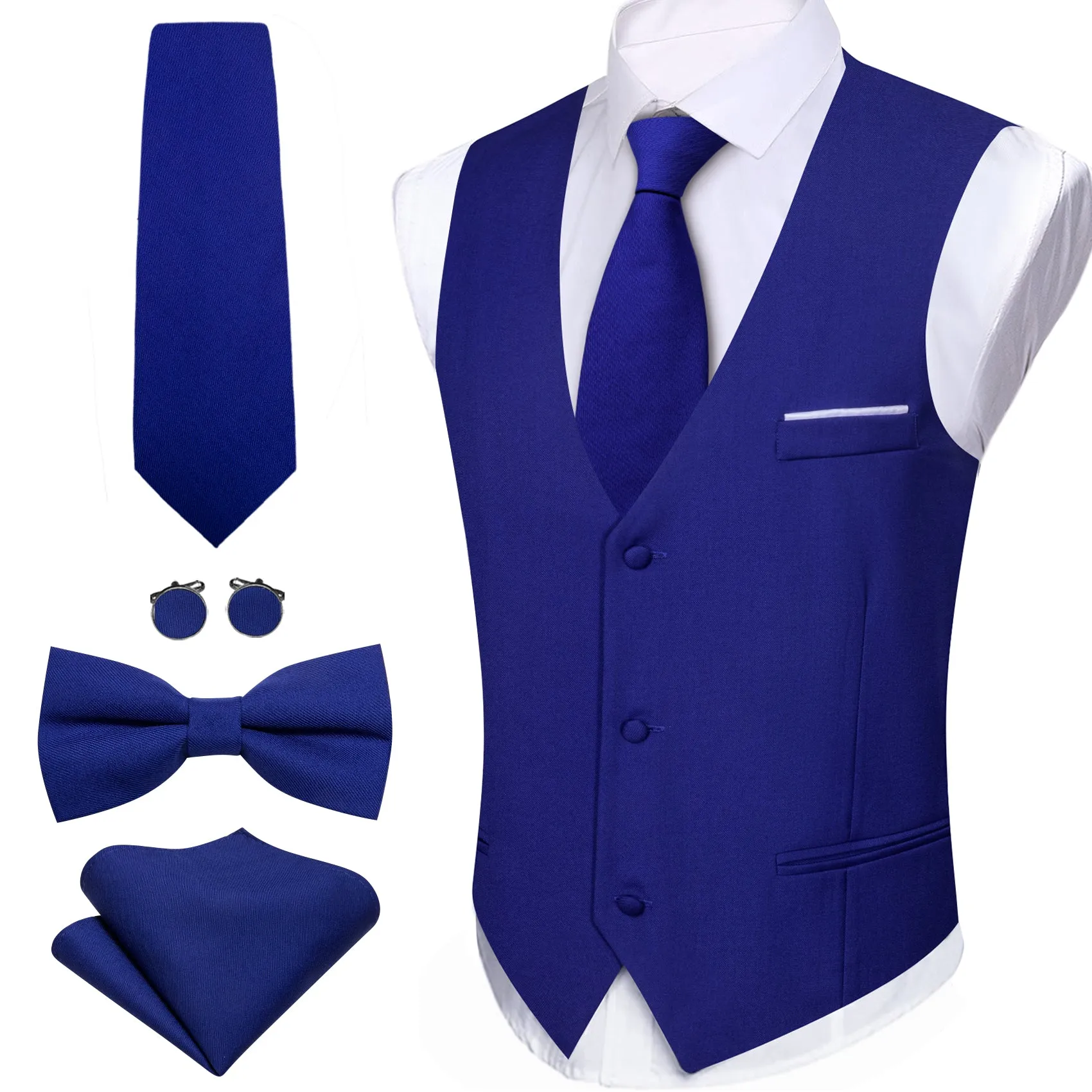 Barry. Wang Royal Blue Suit Vests V-Neck Casual Vest Dress for Men Formal Tuxedo sold by Barrywang product image thumbnail 3