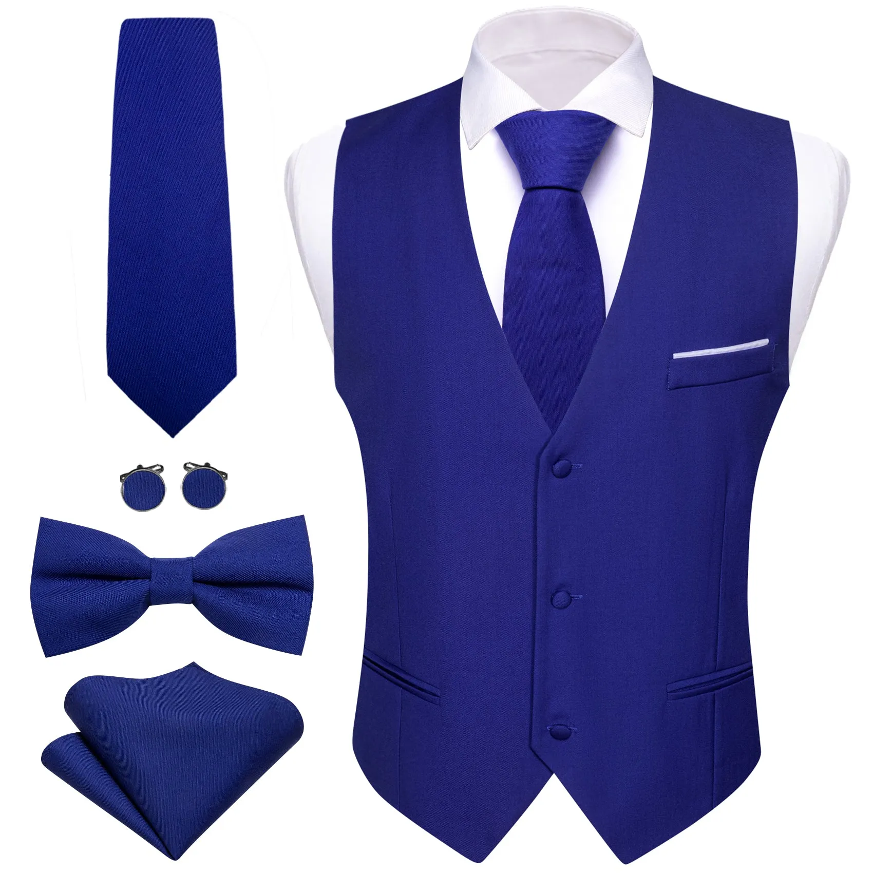 Barry. Wang Royal Blue Suit Vests V-Neck Casual Vest Dress for Men Formal Tuxedo sold by Barrywang product image thumbnail 2
