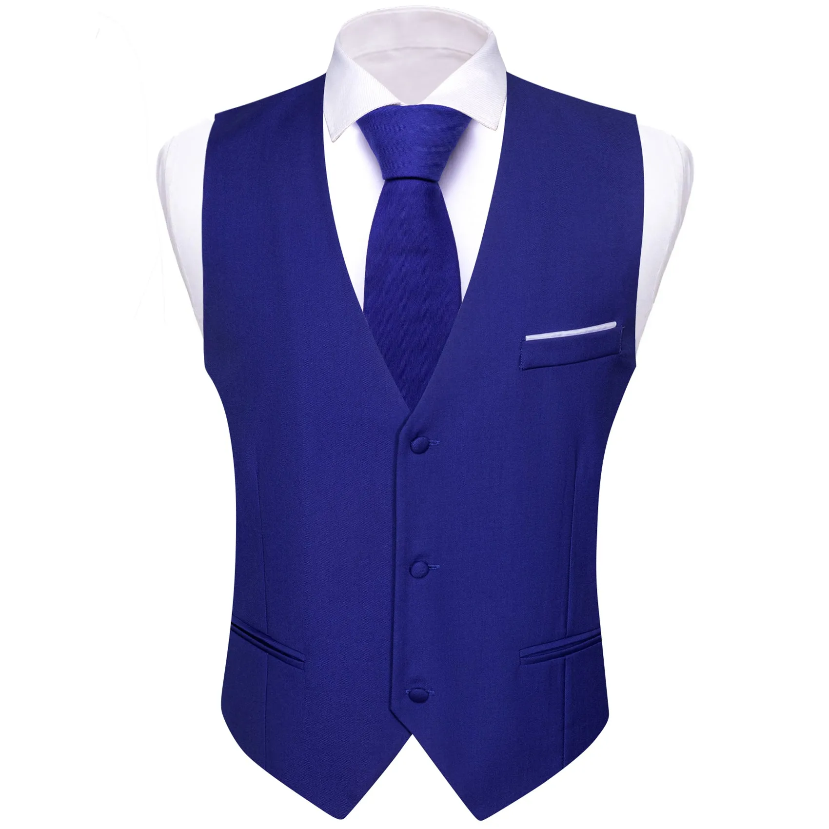 Barry. Wang Royal Blue Suit Vests V-Neck Casual Vest Dress for Men Formal Tuxedo sold by Barrywang