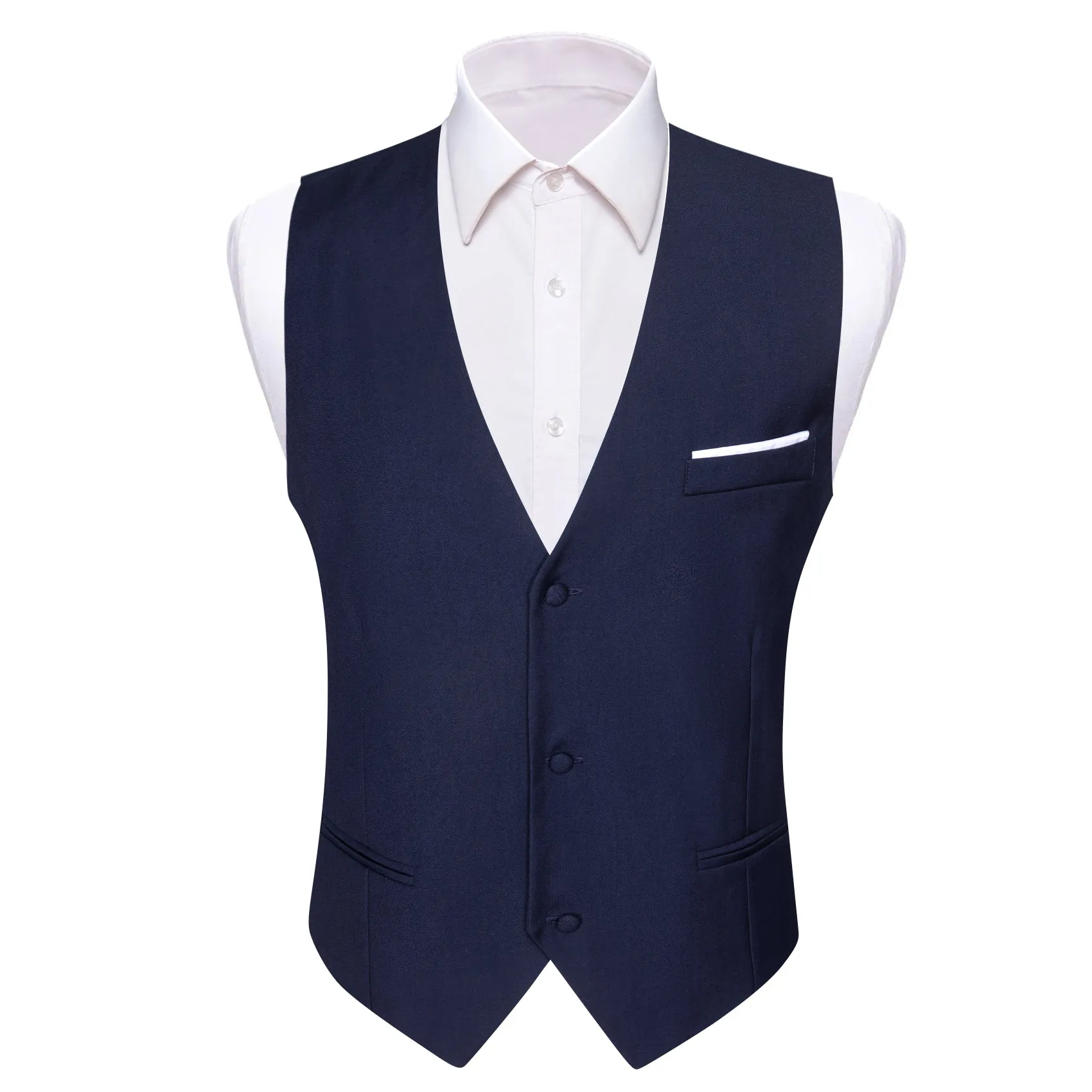Barry. Wang Navy Blue Suit Vests V-Neck Casual Vest Dress for Men Formal Tuxedo sold by Barrywang product image thumbnail 4
