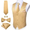 Barry. Wang Mens Gold Suit Vest Solid V-neck Vest Necktie Bowtie Pocket Square Cufflinks Set sold by Barrywang