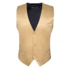 Barry. Wang Mens Gold Suit Vest Solid V-neck Vest Necktie Bowtie Pocket Square Cufflinks Set sold by Barrywang
