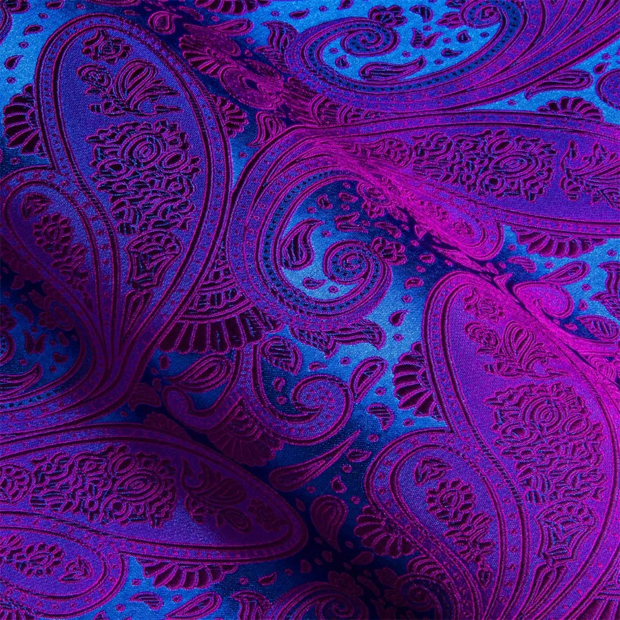 Barry. Wang Mens Purple Dress Shirt Blue Paisley 70s Disco Button Down Long Sleeve Shirt sold by Barrywang product image thumbnail 4