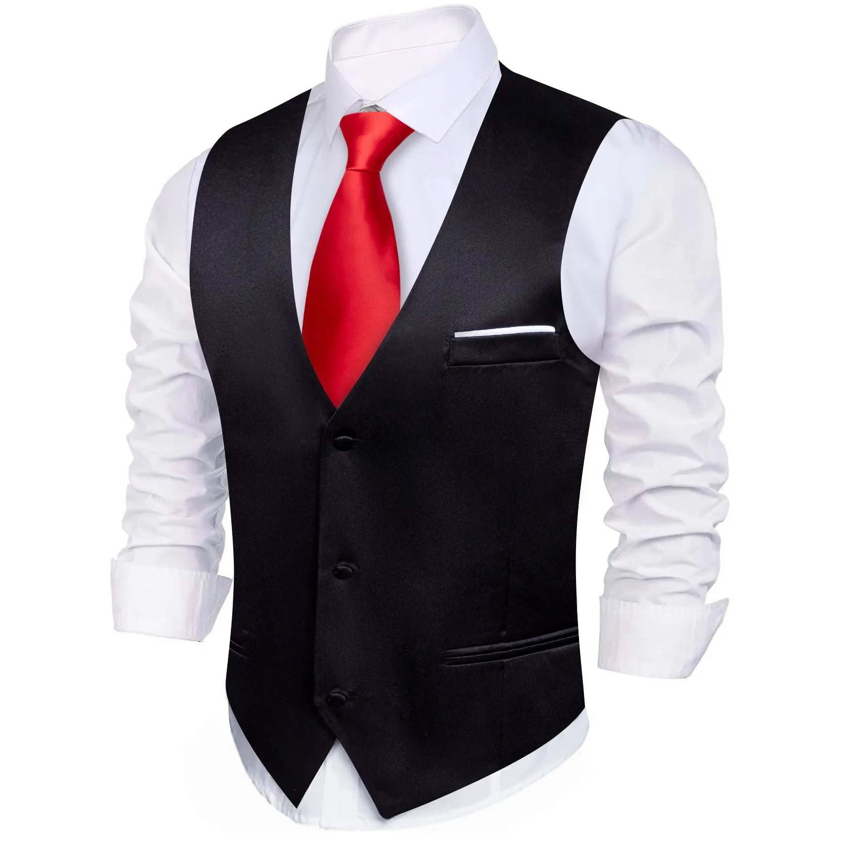 Barry. Wang Black Suit Vests V-Neck Casual Vest Dress for Men Formal Tuxedo sold by Barrywang product image thumbnail 3