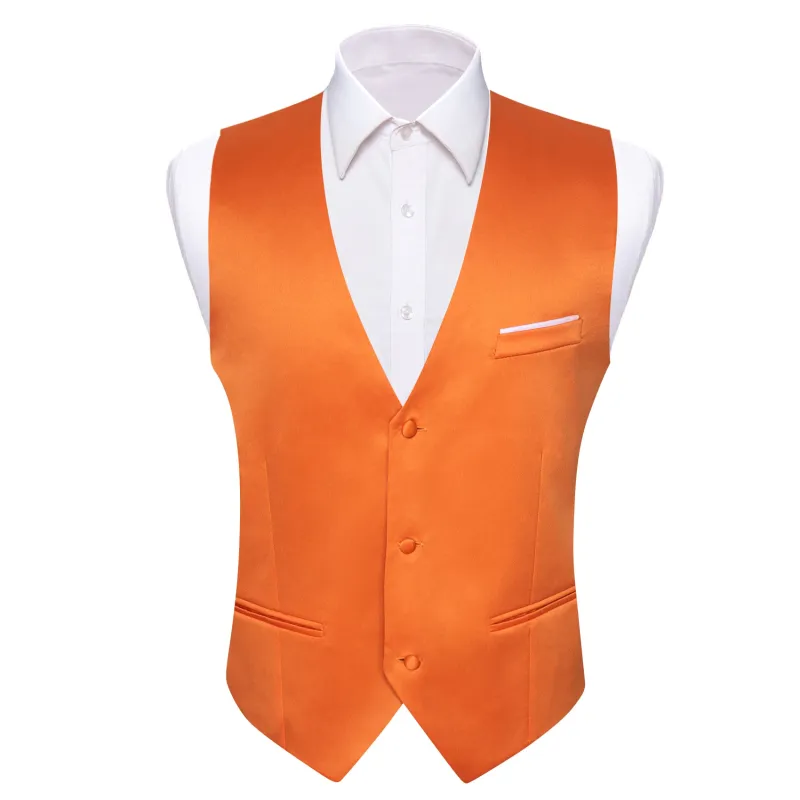 Barry. Wang Orange Suit Vests V-Neck Casual Vest Dress for Men Formal Tuxedo sold by Barrywang