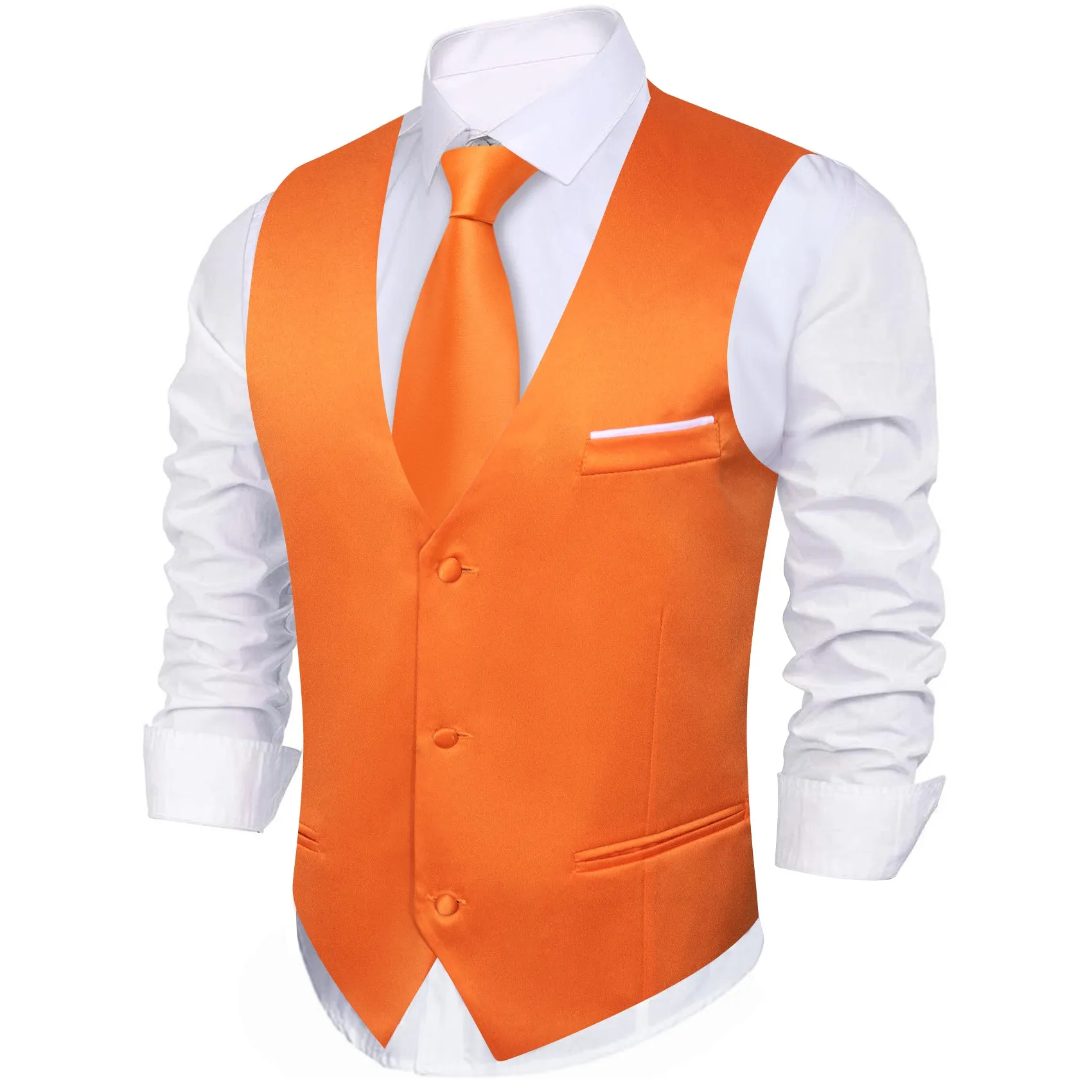 Barry. Wang Orange Suit Vests V-Neck Casual Vest Dress for Men Formal Tuxedo sold by Barrywang product image thumbnail 3