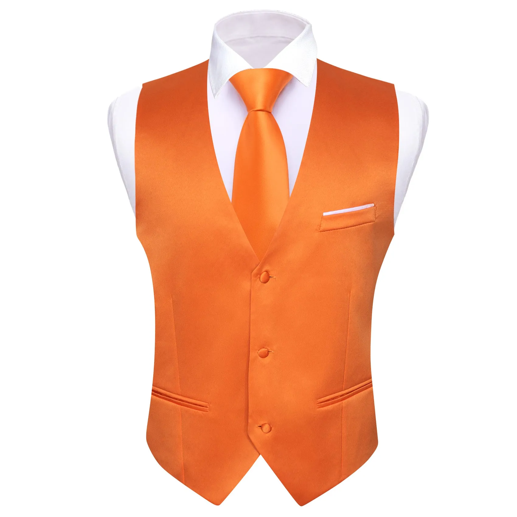Barry. Wang Orange Suit Vests V-Neck Casual Vest Dress for Men Formal Tuxedo sold by Barrywang product image thumbnail 2