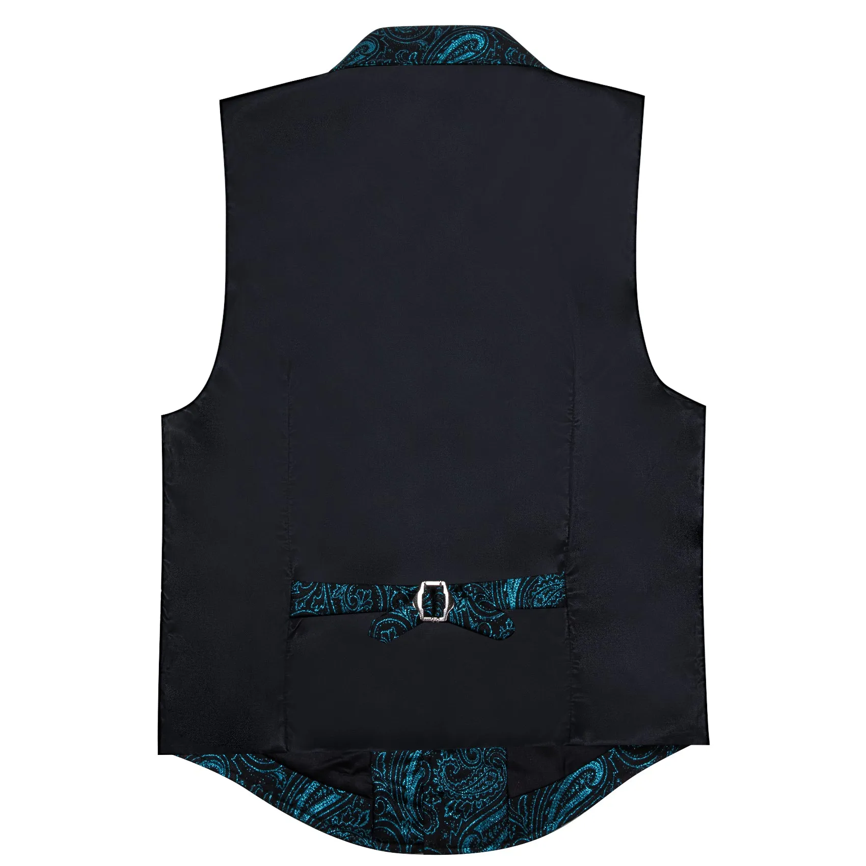 Barry. Wang Mens Teal Blue Victorian Vest Paisley Cowboy Tailored Collar Waistcoat sold by Barrywang product image thumbnail 4