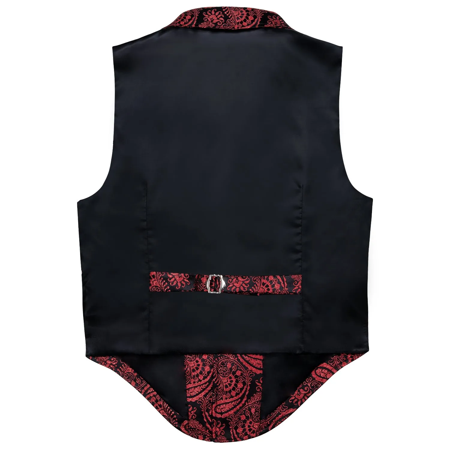 Barry. Wang Mens Paisley Victorian Vest Burgundy Tailored Collar Waistcoat for Tuxedo sold by Barrywang product image thumbnail 4