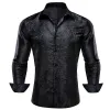 Barry. Wang Mens Paisley Casual Shirt Black Silk Long Sleeve Button Down Shirt for Party sold by Barrywang