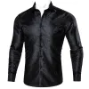 Barry. Wang Mens Paisley Casual Shirt Black Silk Long Sleeve Button Down Shirt for Party sold by Barrywang