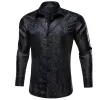 Barry. Wang Mens Paisley Casual Shirt Black Silk Long Sleeve Button Down Shirt for Party sold by Barrywang