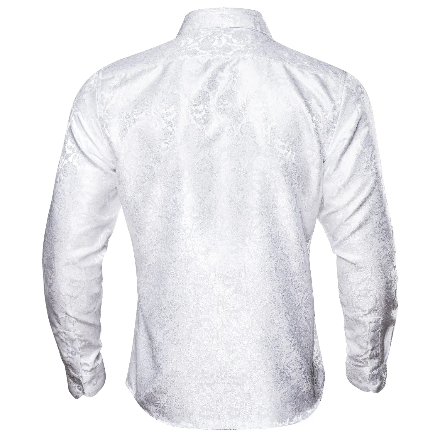 Barry. Wang Mens White Dress Shirt Paisley Silk Long Sleeve Button Down Shirt sold by Barrywang product image thumbnail 5