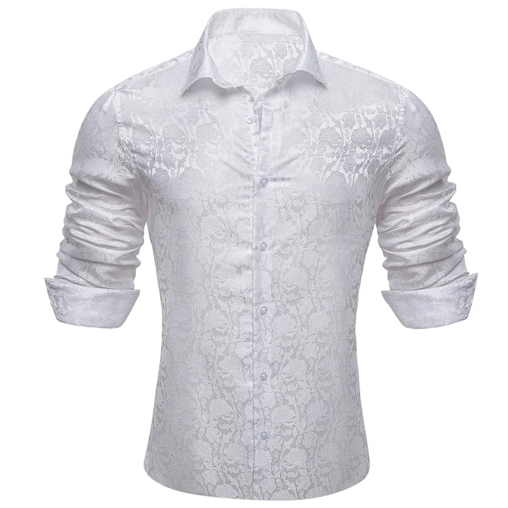 Barry. Wang Mens White Dress Shirt Paisley Silk Long Sleeve Button Down Shirt sold by Barrywang product image thumbnail 2