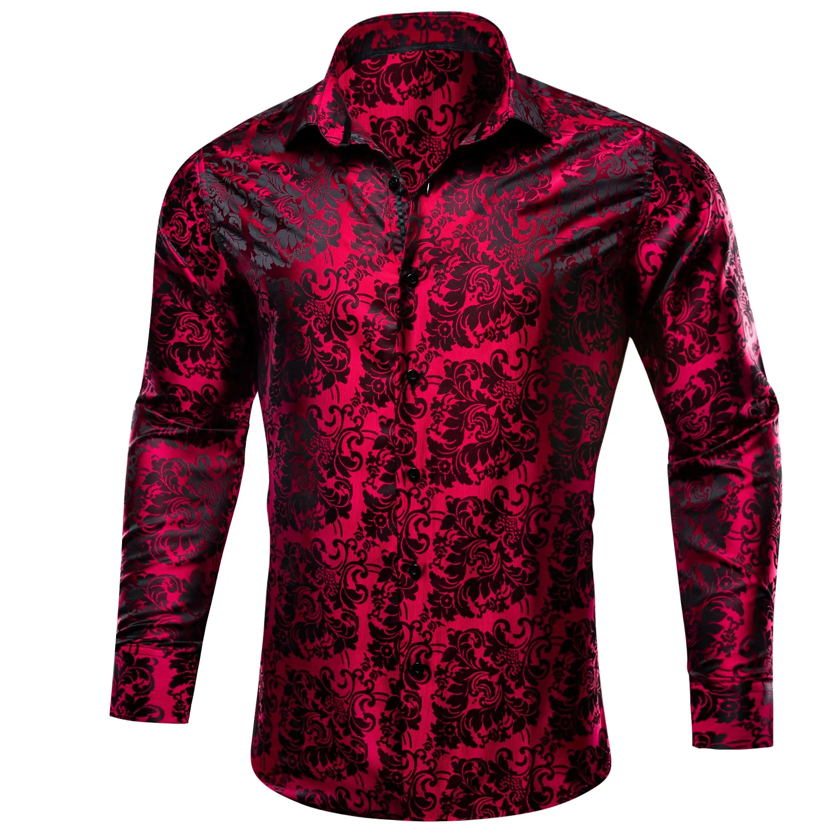Barry. Wang Red Western Dress Shirts Mens Paisley 70s Disco Long Sleeve Button Down Shirt sold by Barrywang product image thumbnail 2