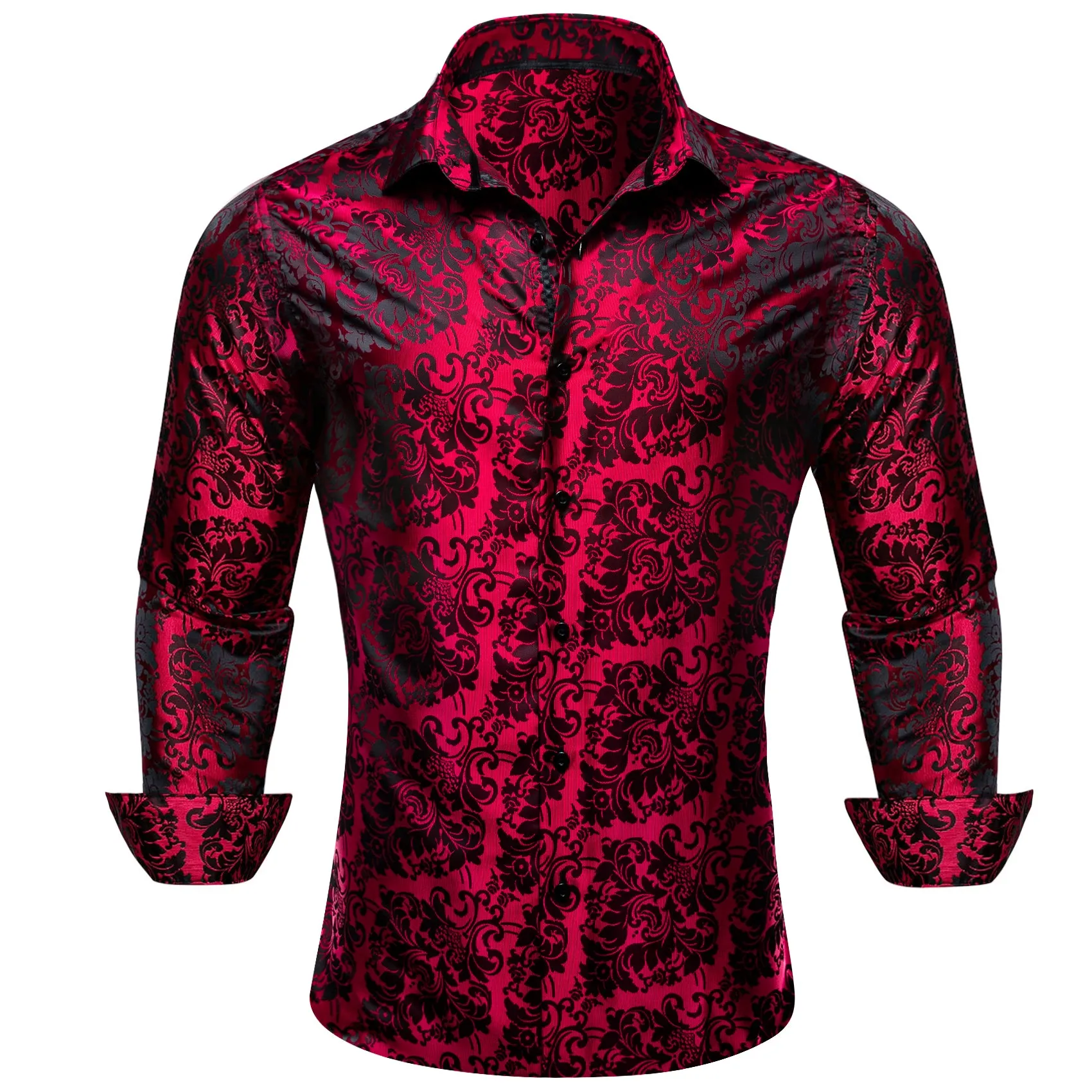 Barry. Wang Red Western Dress Shirts Mens Paisley 70s Disco Long Sleeve Button Down Shirt sold by Barrywang