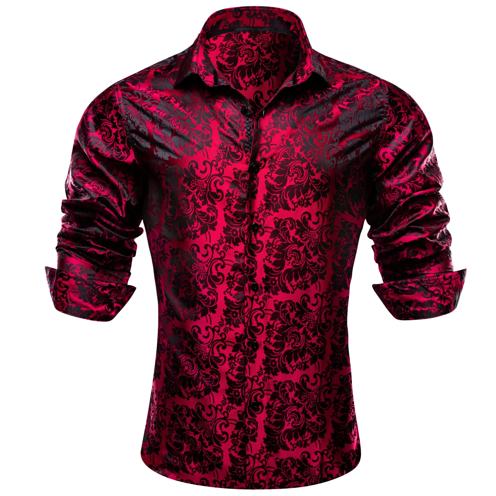 Barry. Wang Red Western Dress Shirts Mens Paisley 70s Disco Long Sleeve Button Down Shirt sold by Barrywang product image thumbnail 3