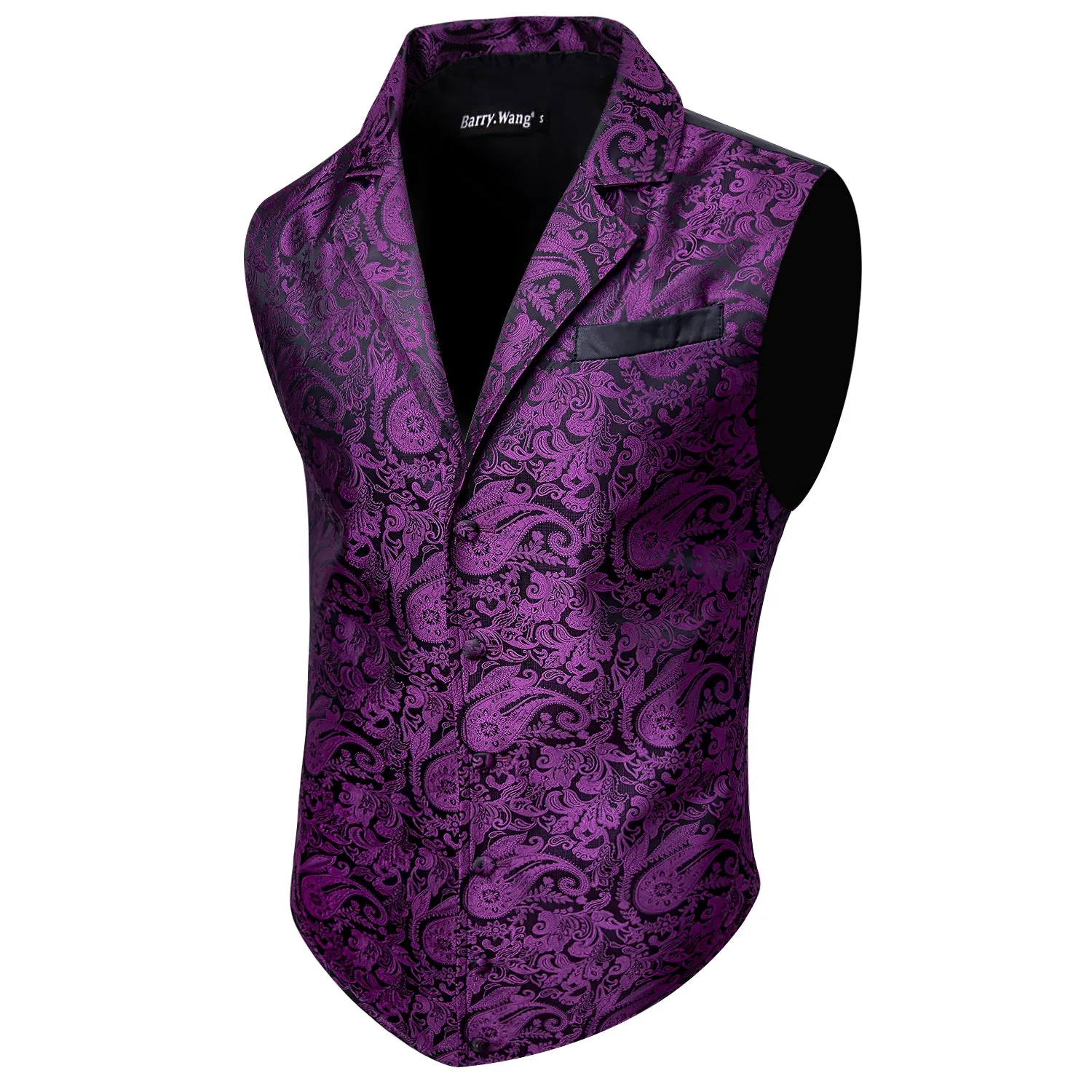 Barry. Wang Mens Victorian Suit Vest Purple Paisley Jacquared Tuxedo Waistcoat sold by Barrywang product image thumbnail 2