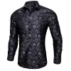 Barry. Wang Mens Western Shirt Black Grey Paisley Long Sleeve Button Down Dress Shirt sold by Barrywang