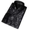 Barry. Wang Mens Western Shirt Black Grey Paisley Long Sleeve Button Down Dress Shirt sold by Barrywang