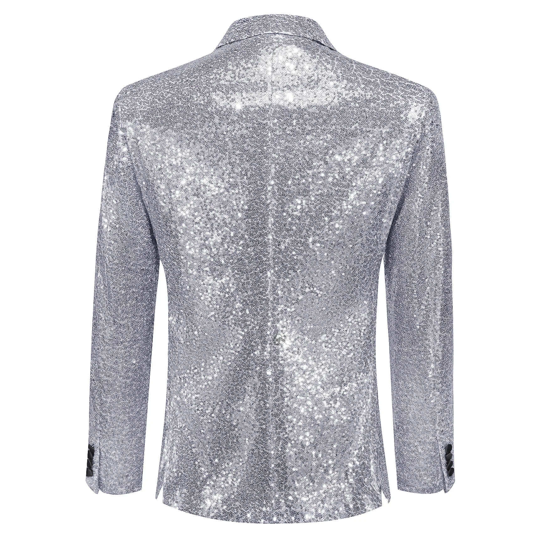 Barry. Wang Sequin Silver Wedding Suit For Men Satin Notch Collar One Button Jacket Party Dress sold by Barrywang product image thumbnail 4